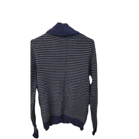 Men's Merona Blue/Grey Zip Front Long Sleeve Cardigan SIZE SMALL - Picture 4 of 5